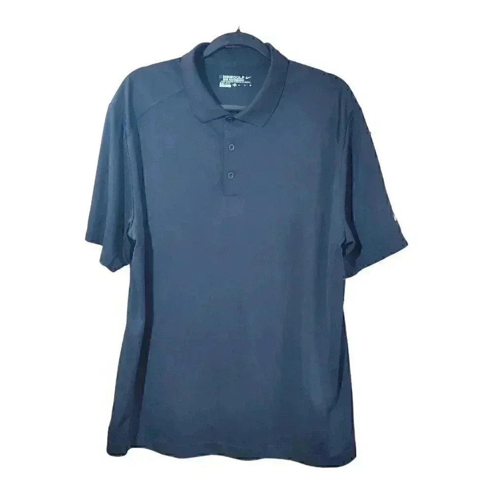 Nike Golf Dri Fit Polo Shirt Mens XL Black Tour Performance Short Sleeve